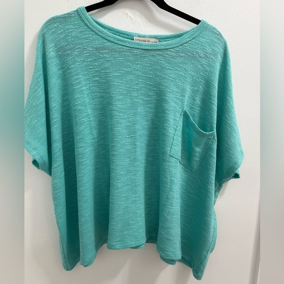 Zenana Hacci Slub Rolled Up Sleeve Tee
